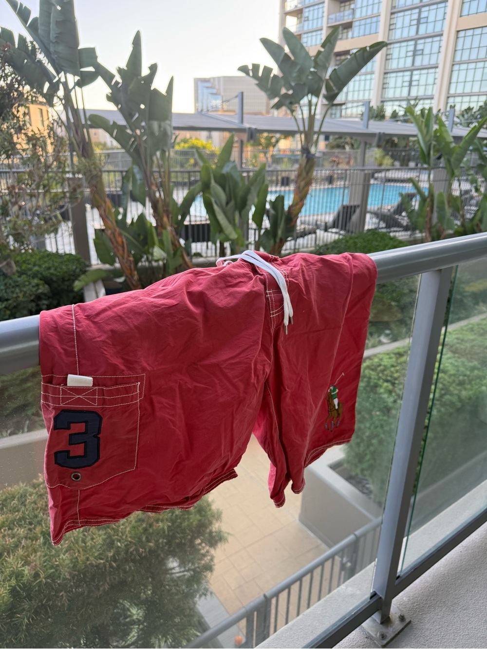 Polo by Ralph Lauren Men’s Red Swim Trunks with Polo Pony